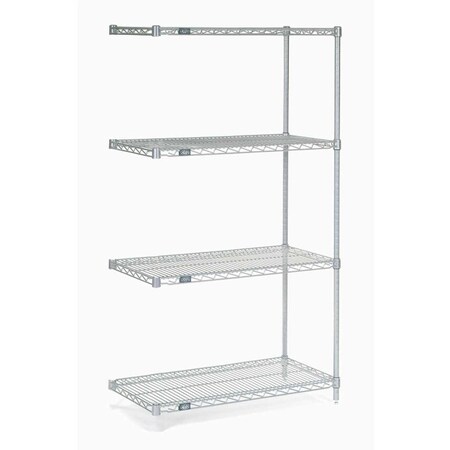 Nexel 5 Tier Silver Epoxy Wire Shelving Add-On Unit, 36W x 21D x 63H A21366EP5